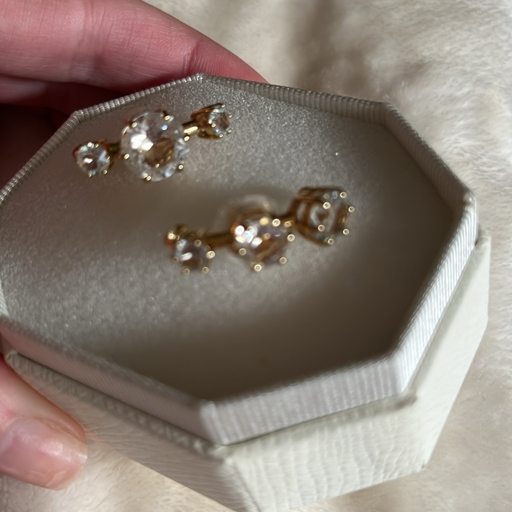 Swarovski Gold and Silver Tone Crystal Earrings
